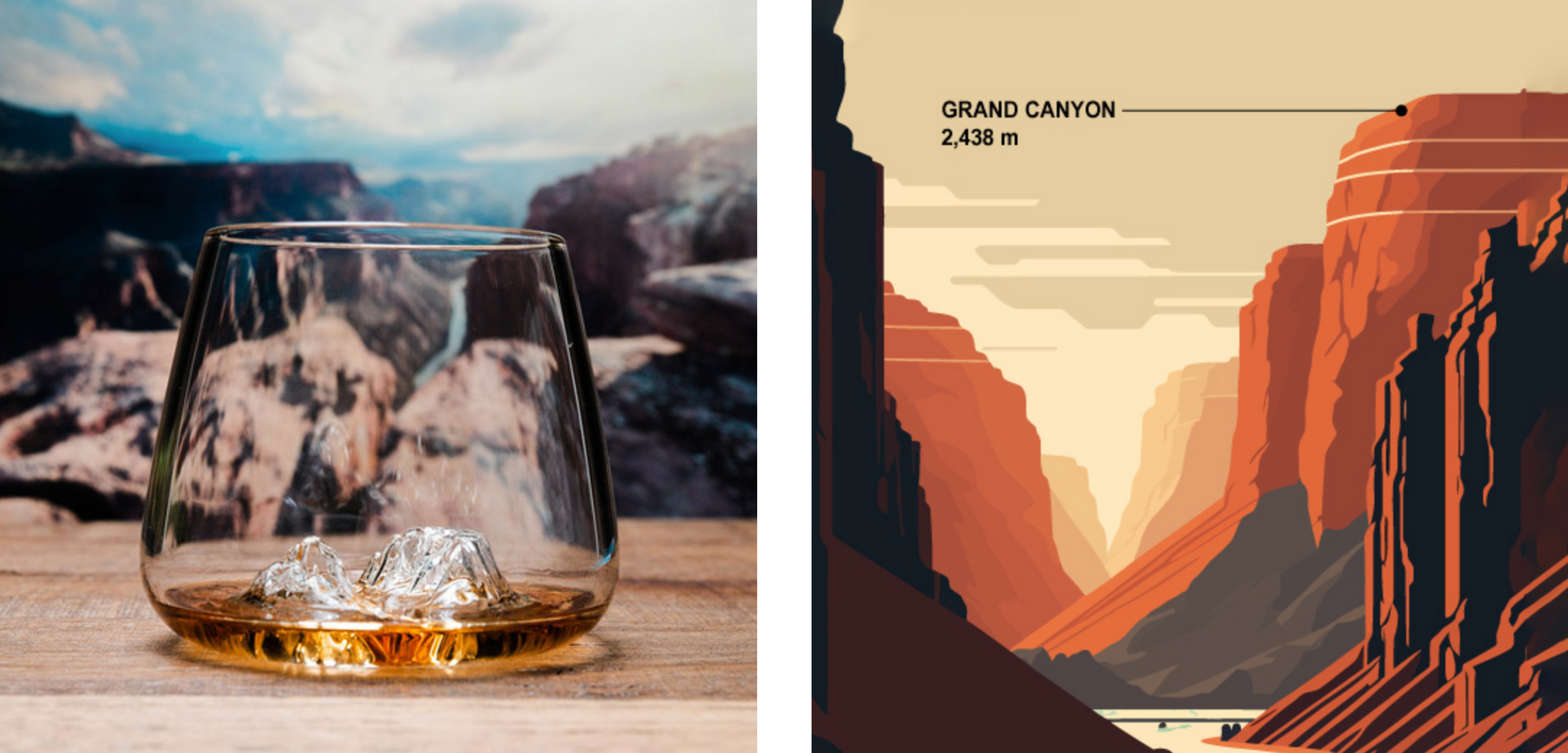 Coffret de 2 verres Topographiques - Grand Canyon & Mont Matterhorn