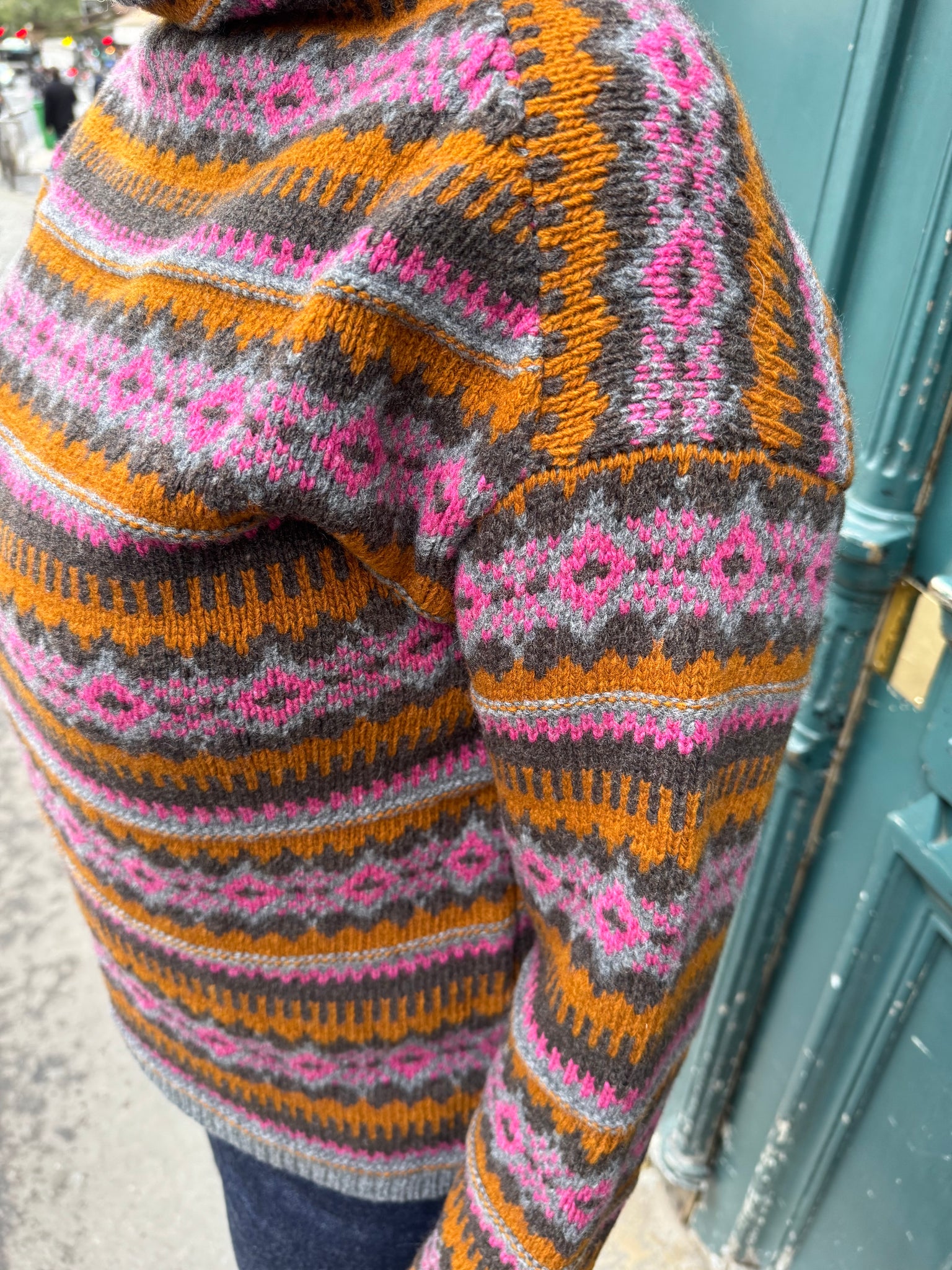 Pull à col cheminée multicolore
