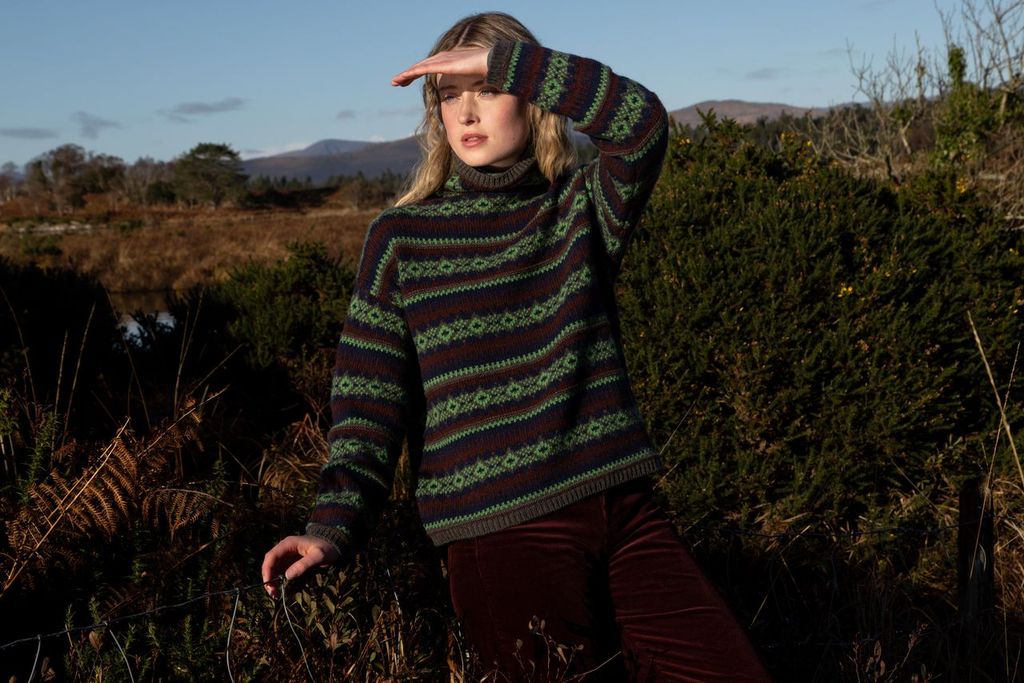 Pull à col cheminée multicolore