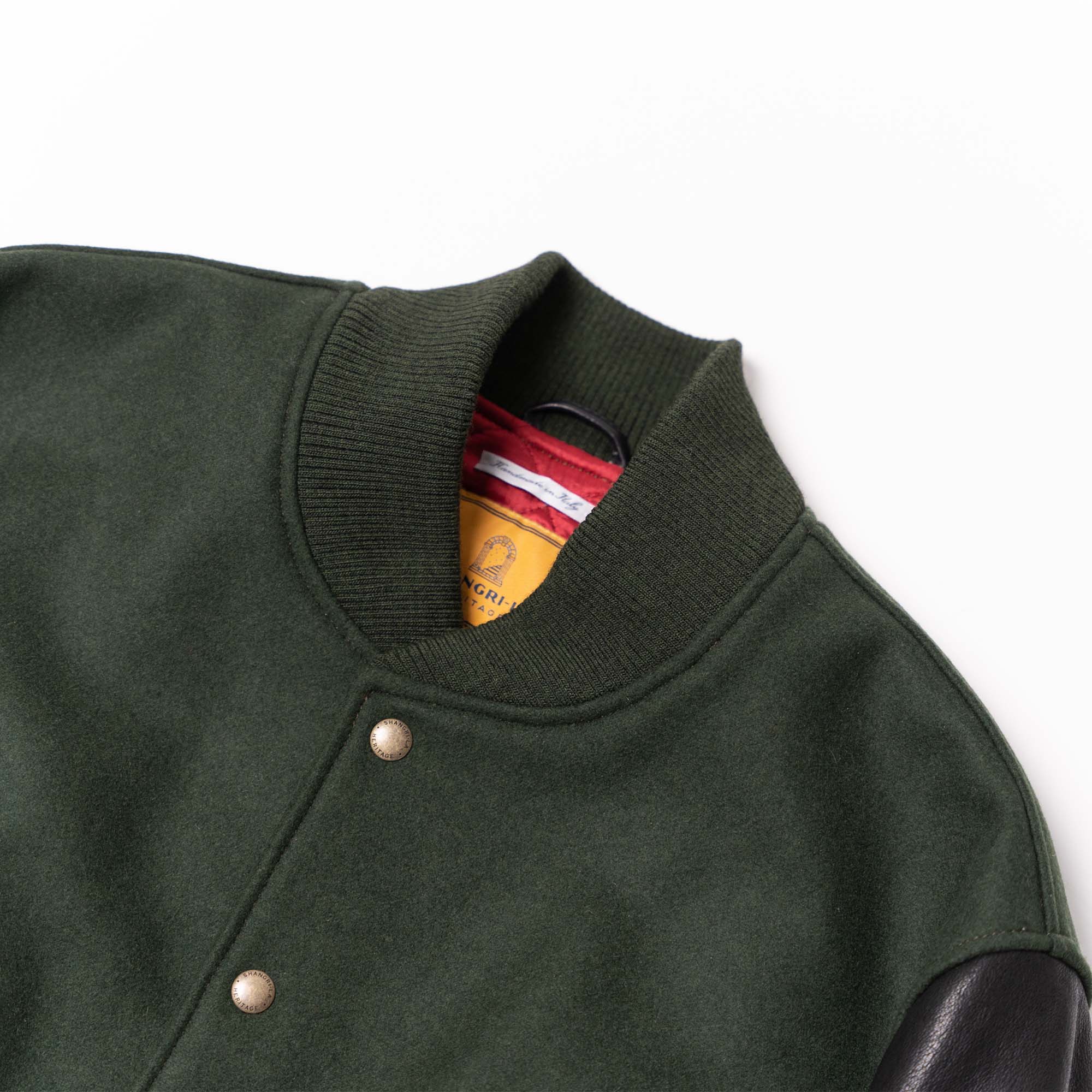 Veste en laine verte forestière «Varsity» style années 1930
